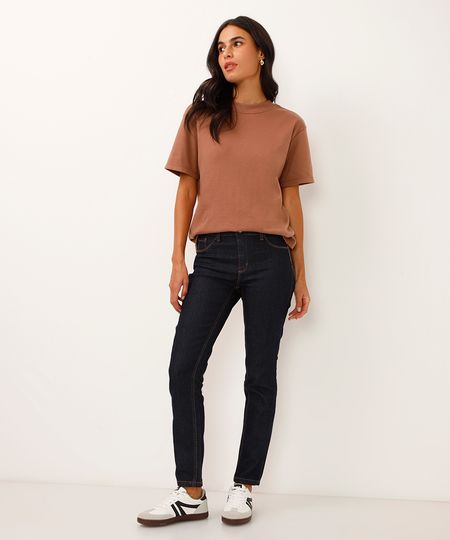 Calça Jeans Feminina Skinny Cintura Média Azul Escuro 34 Calça Jeans Feminina Skinny Cintura Média Azul Escuro 34