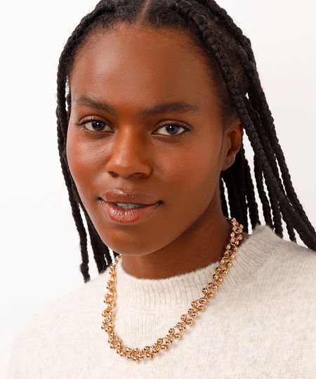 colar mini esferas dourado UNICO