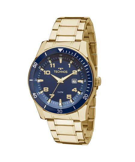 relógio technos 2115mqls4a analógico dourado UNICO