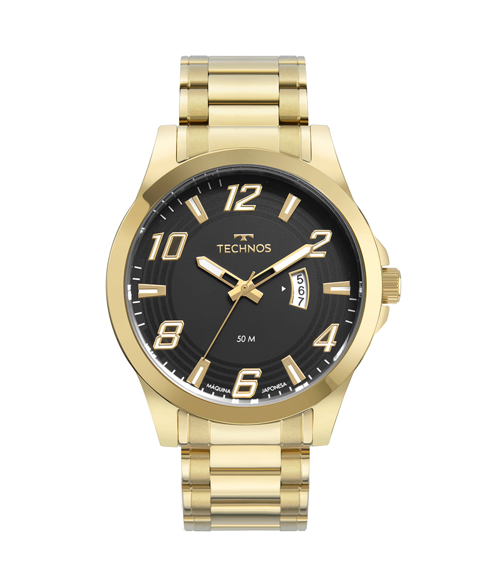 relógio technos 2115mxz1p analógico dourado