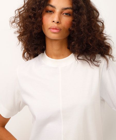 camiseta de algodão manga curta com recorte ventana off white GG2