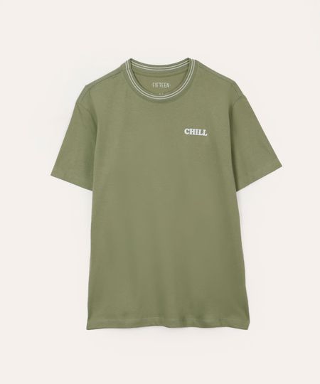 camiseta de algodão juvenil manga curta chill verde 14