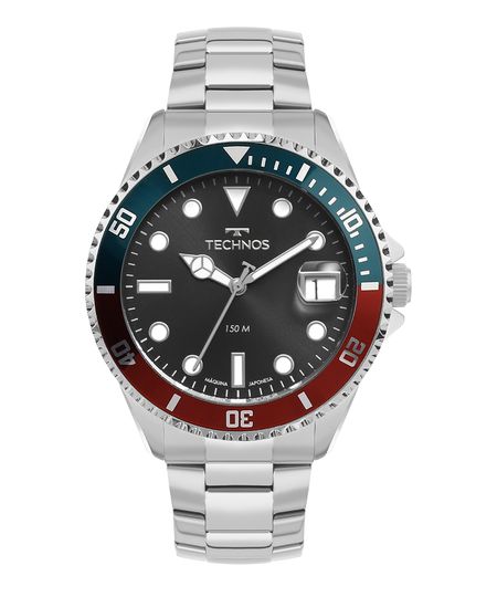 relógio technos 2415dz1p analógico prateado UNICO relógio technos 2415dz1p analógico prateado UNICO