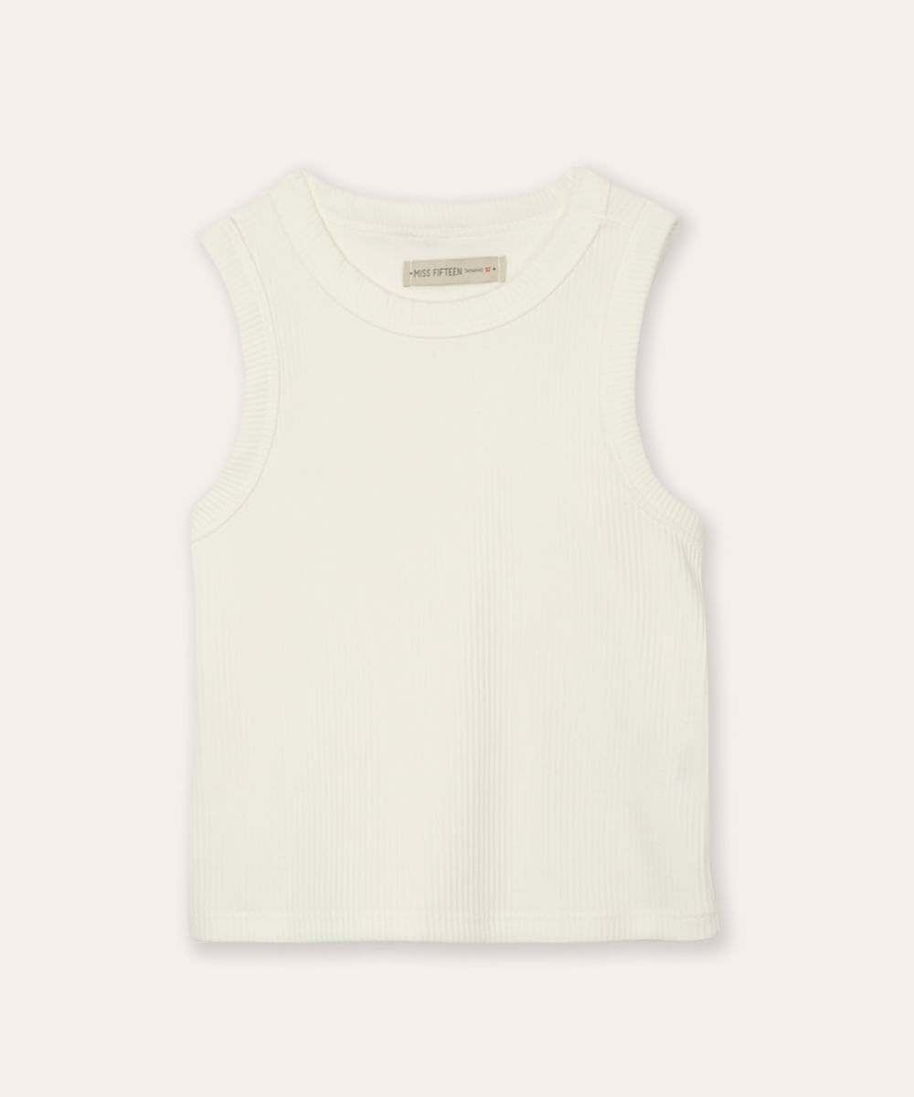 regata cropped de algodão juvenil off white