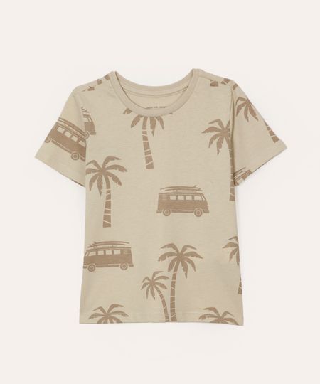 camiseta de algodão infantil coqueiro bege 3
