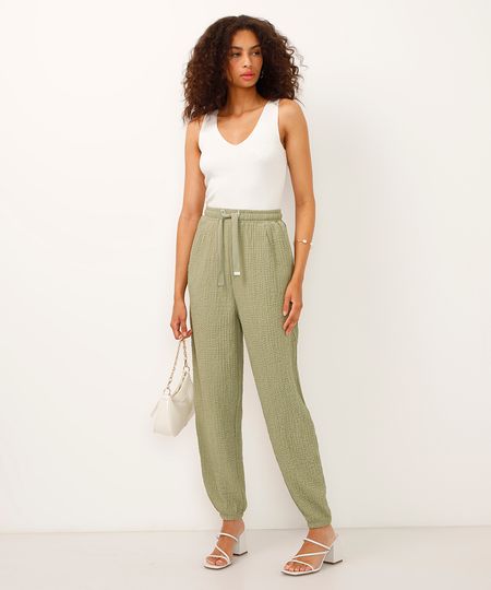 calça jogger texturizada verde G
