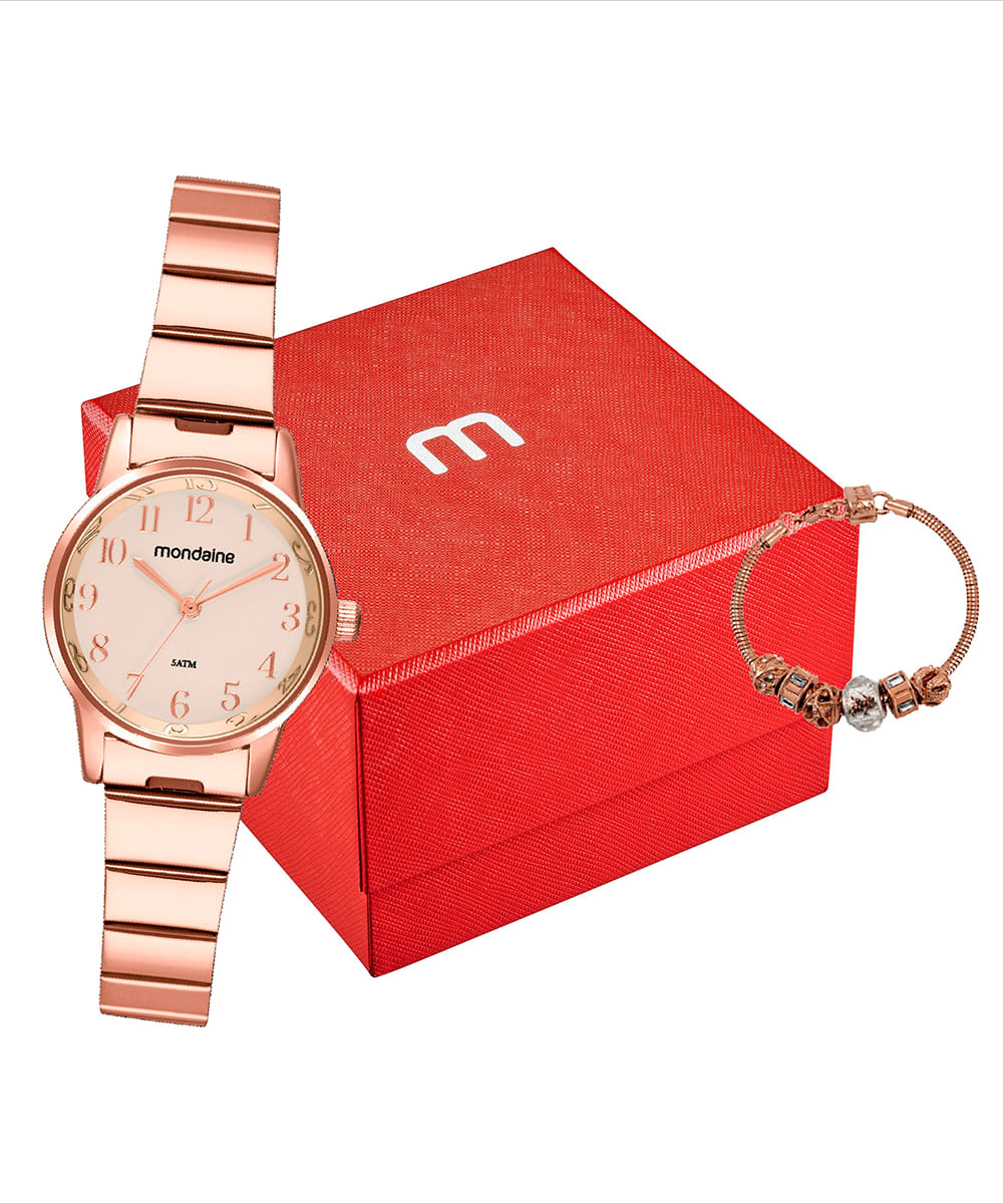 relógio mondaine 32693lpmvre3ka analógico rosê