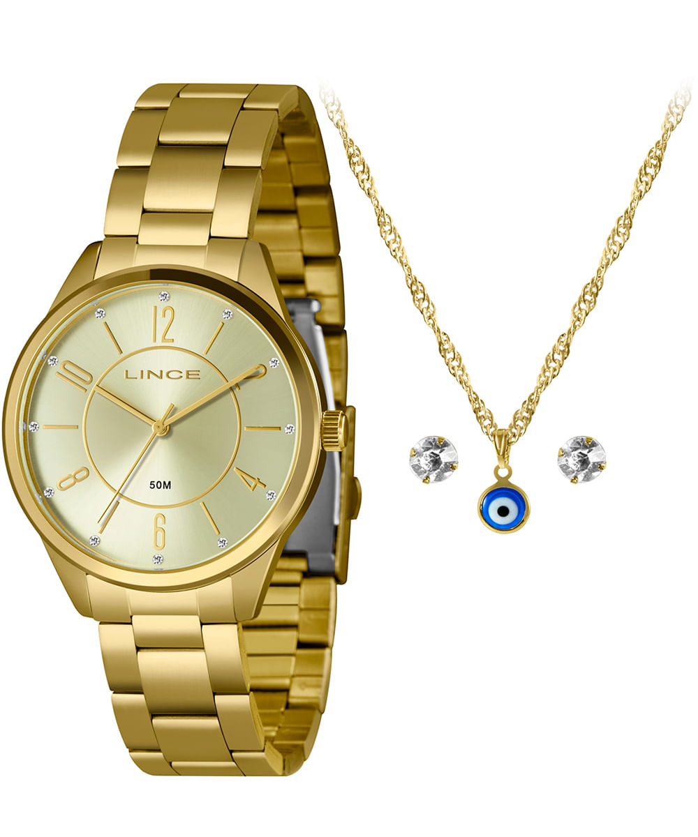 relógio lince lrg4750l40-k02oc2kx analógico dourado