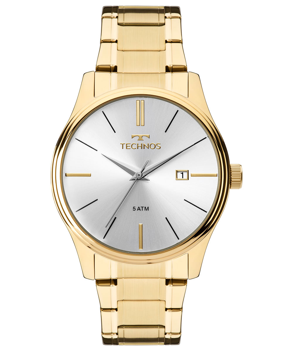 relógio technos 2115mpn4k analógico dourado