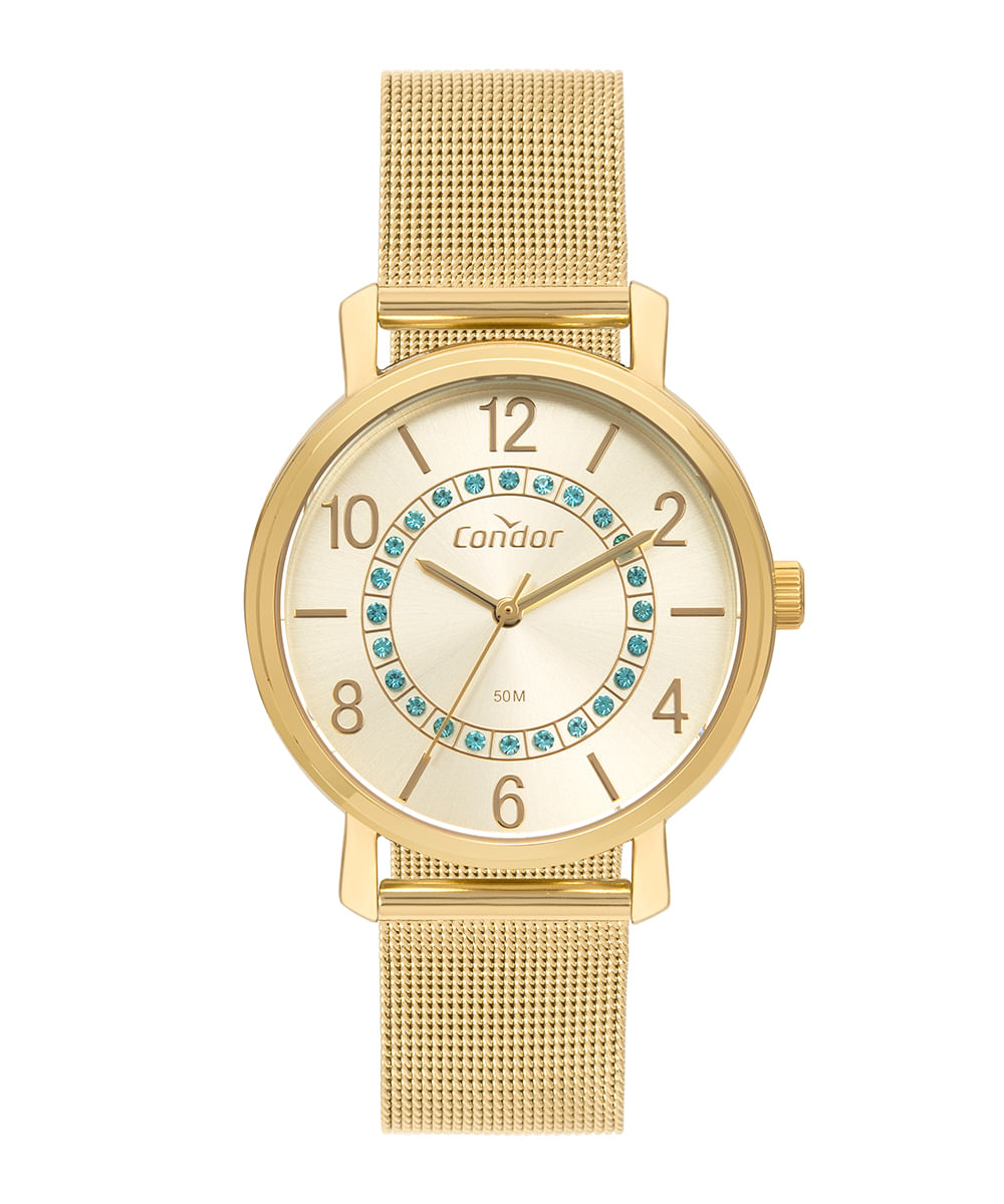 relógio condor co2039mugk4x analógico dourado