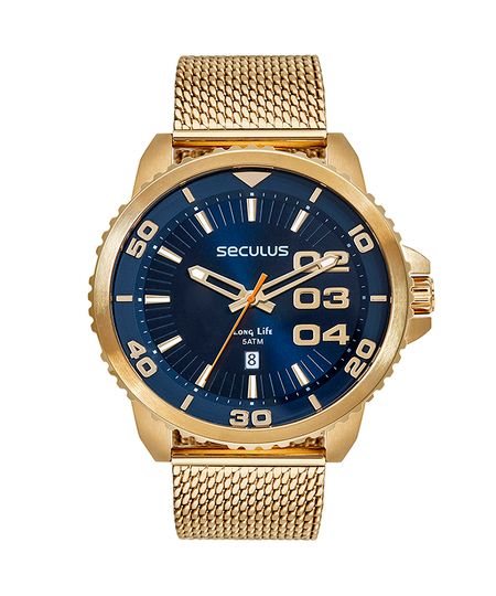 relógio seculus 77222gpsvda6 analógico dourado UNICO
