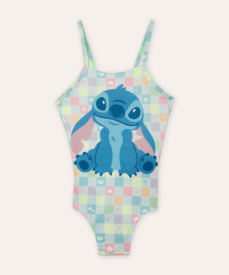 maiô infantil quadriculado stitch proteção uv colorido 8