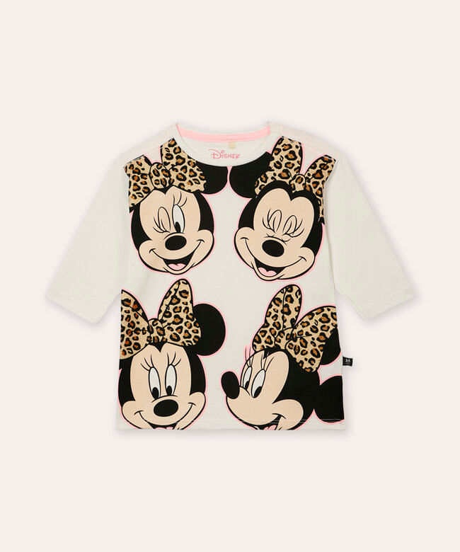 blusa infantil minnie manga longa off white