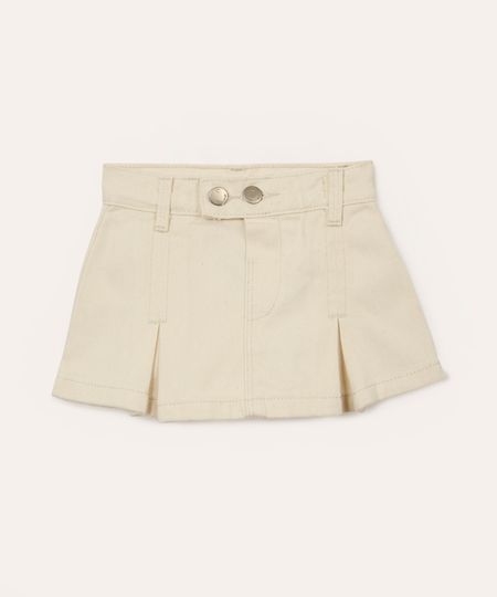 short saia de sarja infantil com pregas bege 3 short saia de sarja infantil com pregas bege 3