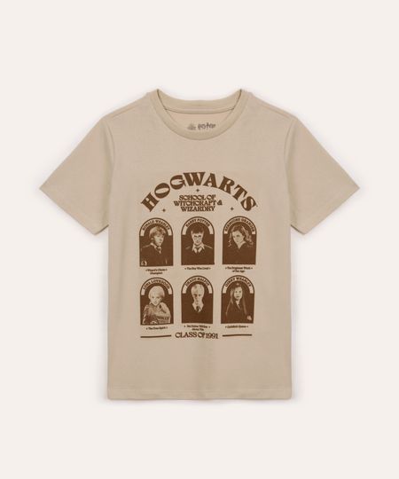 camiseta de algodão infantil hogwarts harry potter bege 4