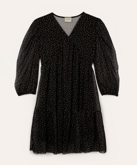 vestido curto juvenil de tule poá preto 12 vestido curto juvenil de tule poá preto 12