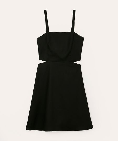 vestido com linho curto recortes juvenil preto 10