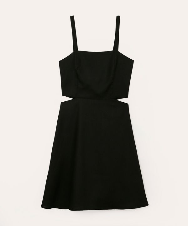 vestido com linho curto recortes juvenil preto 16