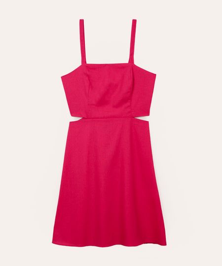 vestido com linho curto recortes juvenil rosa 12