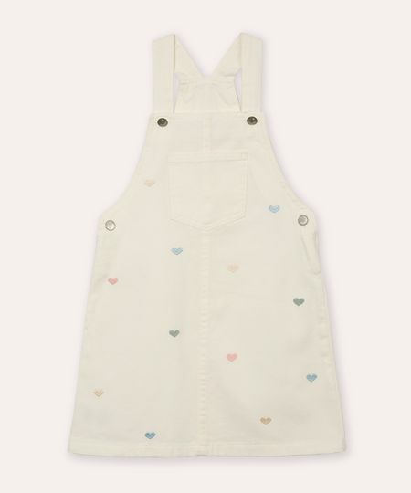 salopete de sarja infantil com coração off white 4 salopete de sarja infantil com coração off white 4