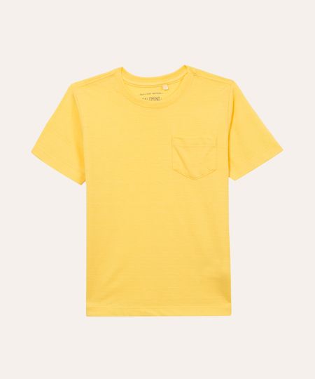 camiseta de algodão infantil com bolso amarela 6