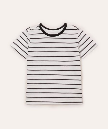 camiseta infantil listrada manga curta cinza 1