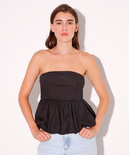 blusa balonê sem alça mindset preta GG