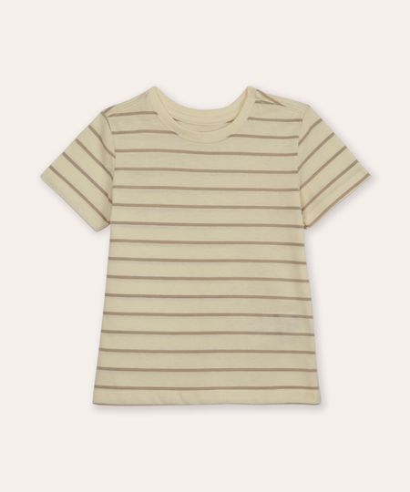 camiseta infantil listrada manga curta bege 3