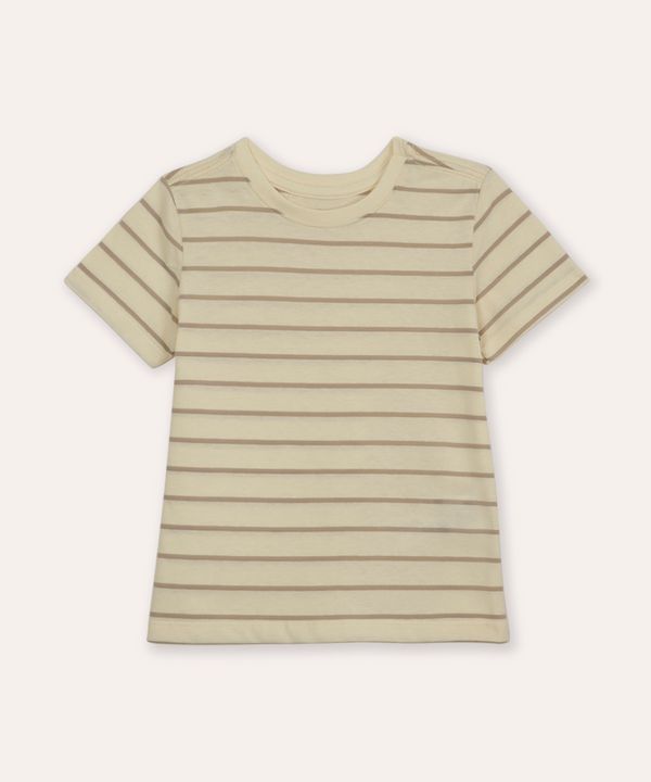 camiseta infantil listrada manga curta bege 3