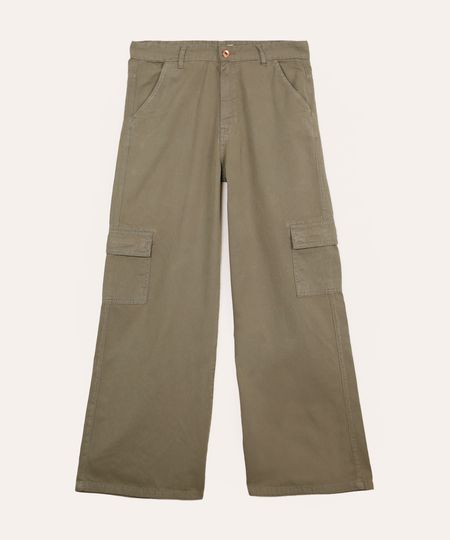 calça de sarja juvenil wide leg cargo verde 12 calça de sarja juvenil wide leg cargo verde 12