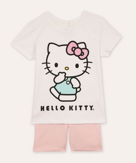 conjunto infantil curto hello kitty off white 6 conjunto infantil curto hello kitty off white 6