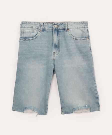 bermuda jeans juvenil destroyed azul 16