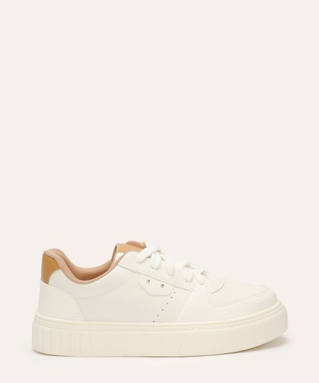 tênis casual flatform com recortes oneself branco 35