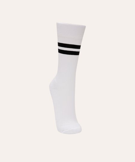meia cano longo com listra rock in rio off white 34-39