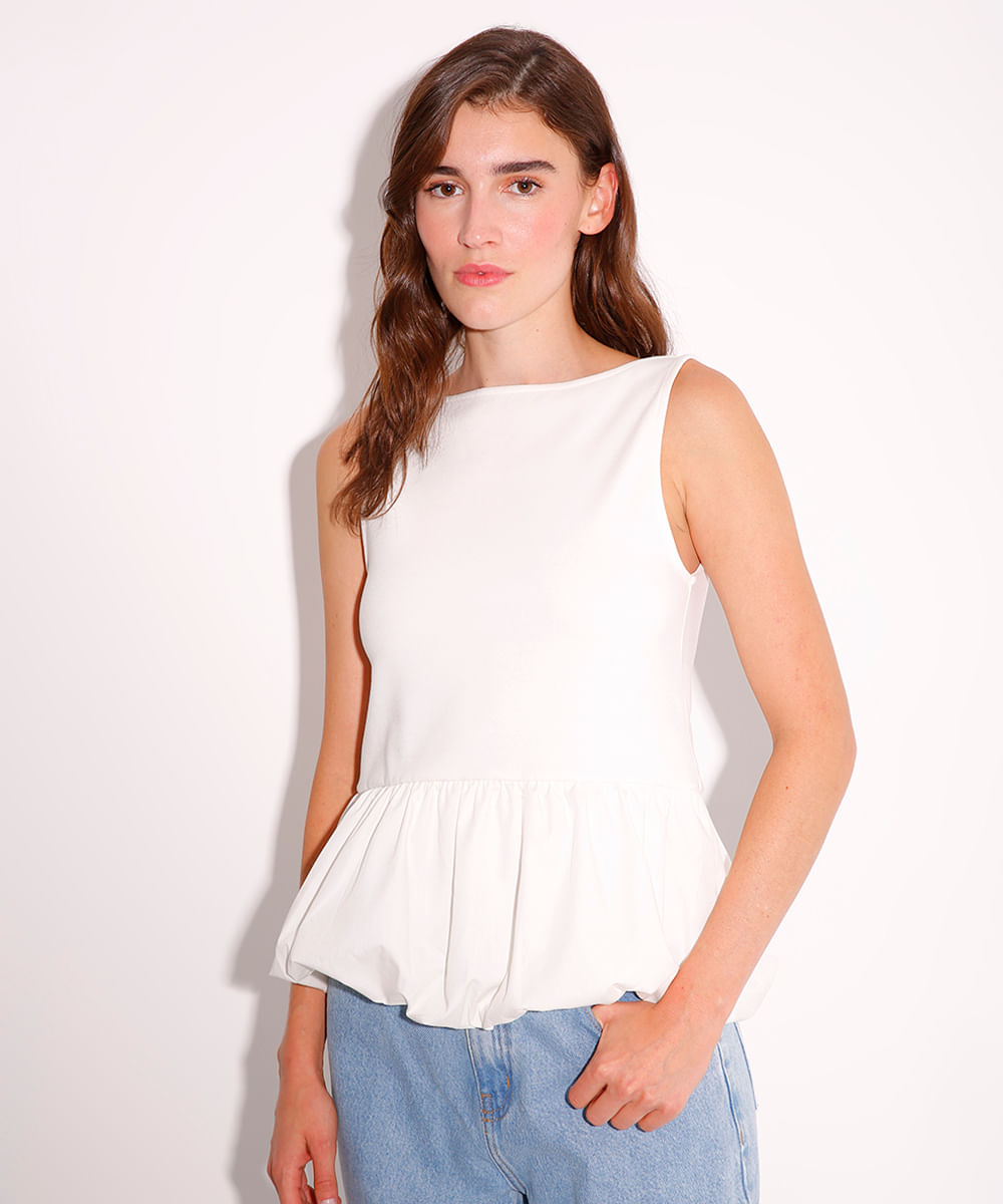 regata balonê decote canoa mindset off white