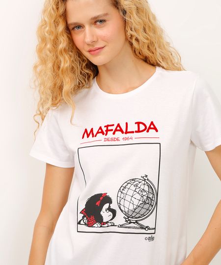camiseta de algodão manga curta mafalda off white M camiseta de algodão manga curta mafalda off white M