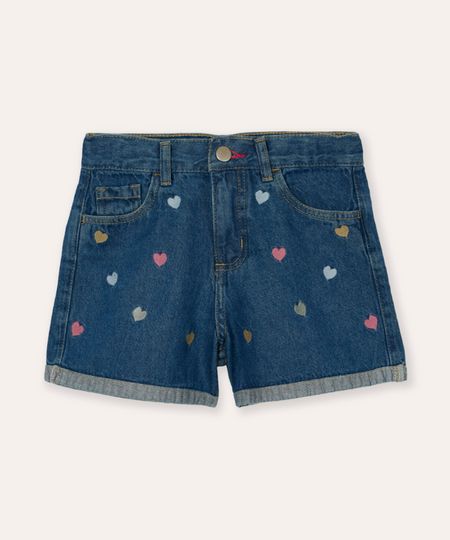 short mom jeans infantil coração azul 6