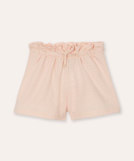 short curto infantil cós com elástico texturizado rosa 6-9 short curto infantil cós com elástico texturizado rosa 6-9