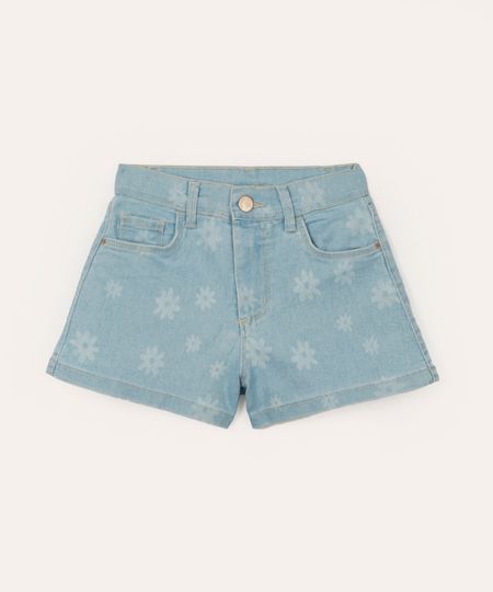 short mom jeans infantil floral azul 8