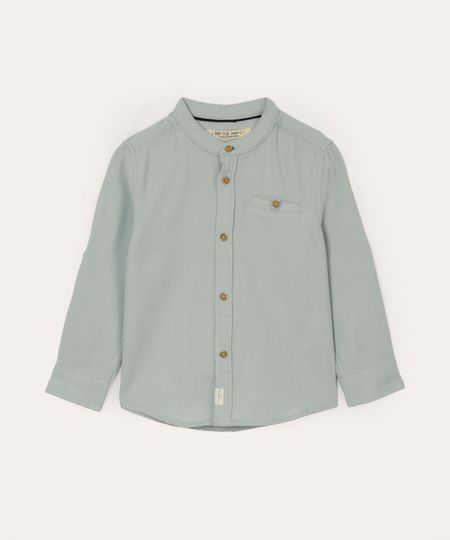 camisa infantil manga longa gola padre azul claro - azul ceu 2