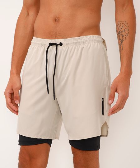 short com bermuda de compressão esportivo ace bege GG short com bermuda de compressão esportivo ace bege GG