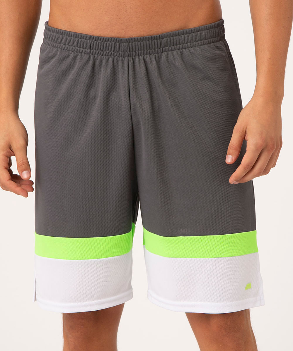 bermuda com recortes e bolsos esportiva ace cinza escuro