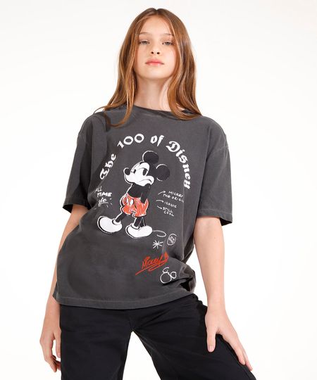 camiseta de algodão juvenil mickey manga curta preto 12 camiseta de algodão juvenil mickey manga curta preto 12