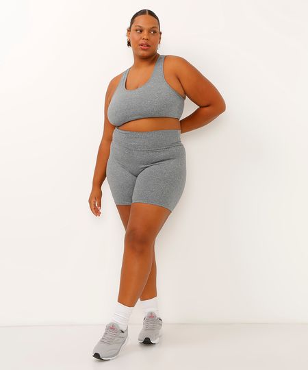 bermuda ciclista plus size esportivo ace cinza mescla GG1