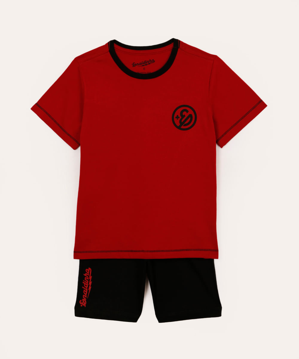 pijama curto de algodão enaldinho vermelho
