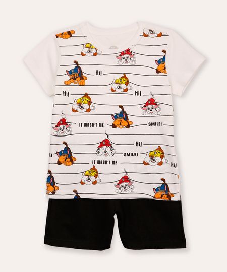 conjunto infantil curto patrulha canina listrado off white 3