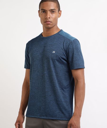 Camiseta Masculina Esportiva Ace com Recorte Manga Curta Gola Careca Azul Royal P