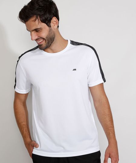 Camiseta Masculina Manga Curta Esportiva Ace Gola Careca com Tela Branca P