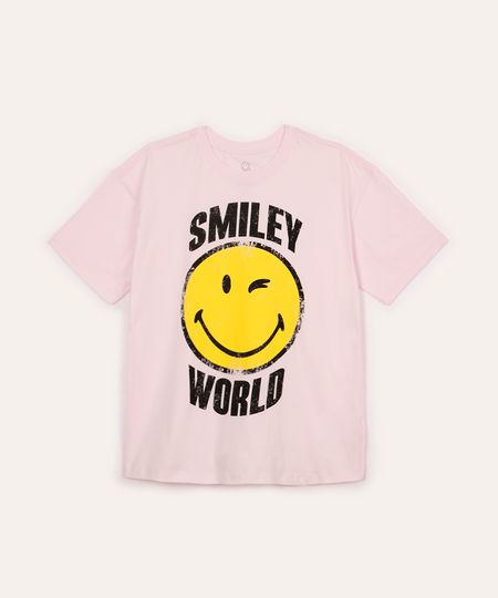 camiseta de algodão juvenil smileyworld rosa 10