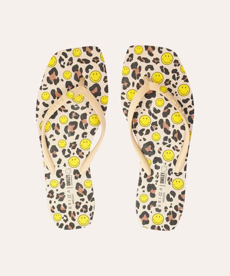 chinelo square animal print brizza smiley bege 33-34 chinelo square animal print brizza smiley bege 33-34